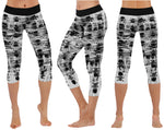 "Color Pop Skull" Capri Style Leggings