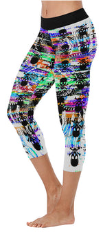 "Color Pop Skull" Capri Style Leggings