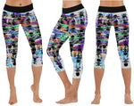 "Color Pop Skull" Capri Style Leggings