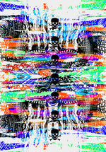 "Color Pop Skull" Capri Style Leggings